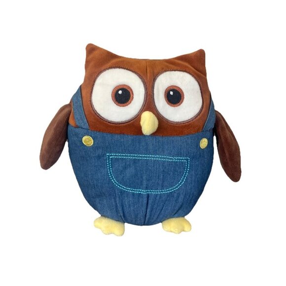Owlegories Plush Owl in Overalls 8 inches Gus Stuff Animal Toy Brown - Picture 1 of 7